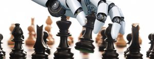 Um robô jogando xadrez ilustra o que é machine learning